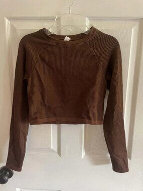 Offline Aerie Brown Crop Top M Medium Longsleeved Like New